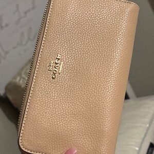 Coach Tan Leather Zip Wallet